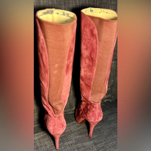 Elegant Suede Knee-High Boots - Pink - Picture 4 of 16